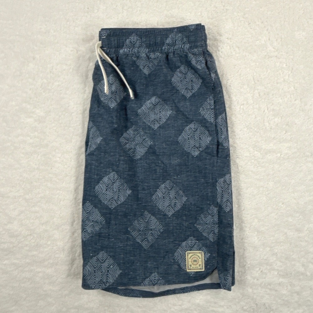 TravisMathew Rip & Sip Mens M Blue Geometric Diamond Print Drawstring Shorts